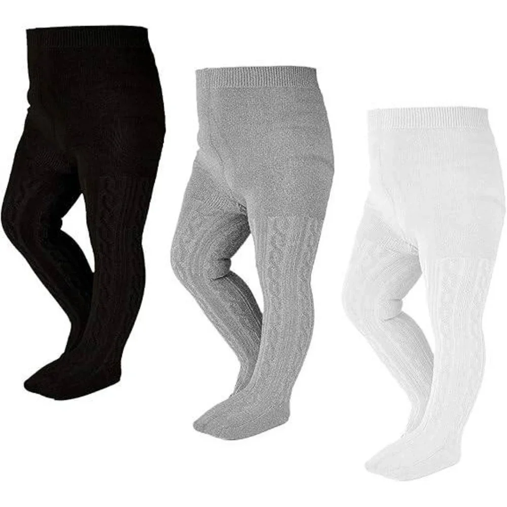 Set of 3 EPEIUS Baby Girl 12-24 Months Tights Thick Cable Knit Leggings Stocki‎